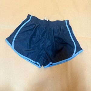 Women's Dark Blue Athletic Shorts with Light Blue Trim